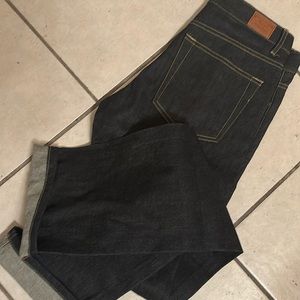 SOLD Rags ladies raw rigid selvedge denim indigo jeans 
31x36. New without tag